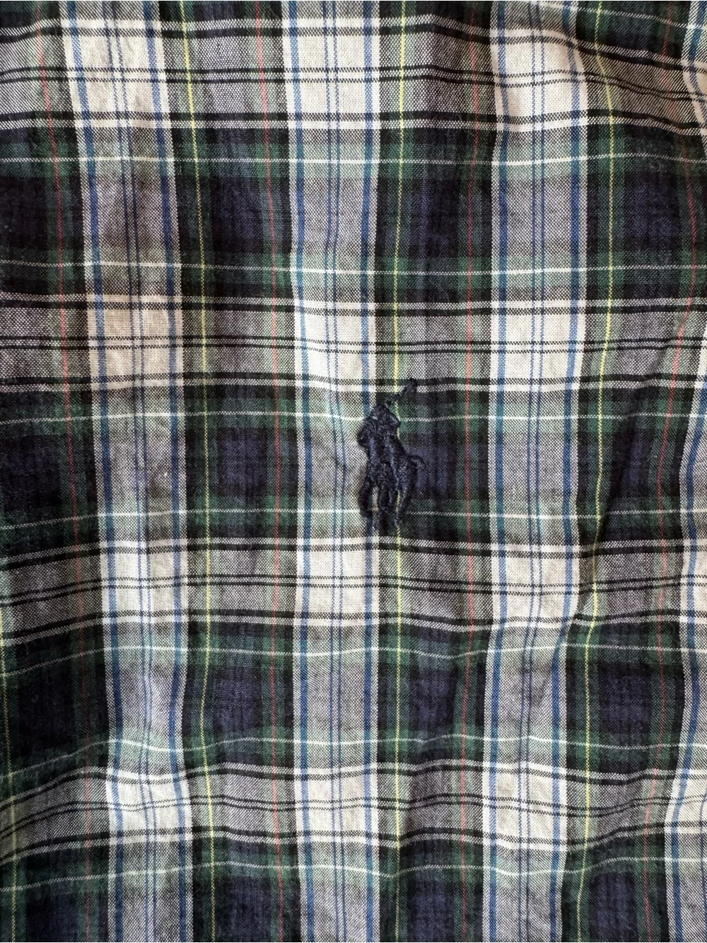 Boy’s Ralph Lauren Button-Down Plaid Shirt - Navy/White/Green